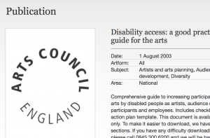 Disability Access: A Good Practice Guide for the Arts