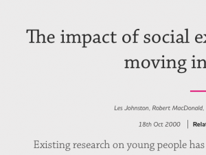The impact of social exclusion on young people moving into adulthood