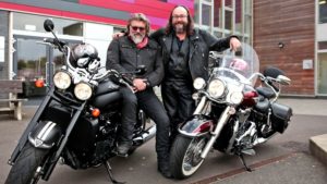 The Hairy Bikers on their motorcycles