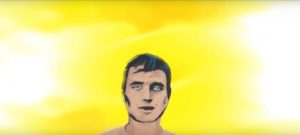 Still from Animation of a man with a yellow background