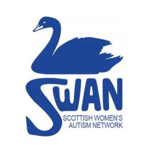 Blue swan logo and text: Swan, Scottish Women's Autism Network
