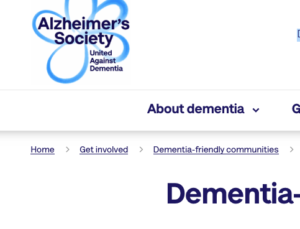 Screenshot from Alzheimer's Society website.