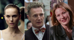 Collage of three characters in films: Black Swan, Kinsey and Chasing Amy