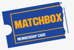 Matchbox Cineclub logo of a blue ticket shape in royal blue with yellow text which says: "Matchbox" and white text which says: "Membership Card."