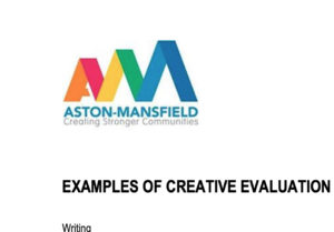 Screenshot of creative evaluation guide with Aston-Mansfield logo
