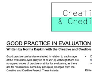 Screenshot of clipping of Creative and Credible PDF guide: Good Practice in Evaluation